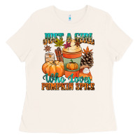 Bone Just a girl who loves pumpkin spice Ladies Tee - NancyCooperArtShop