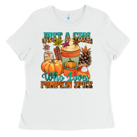 White Just a girl who loves pumpkin spice Ladies Tee - NancyCooperArtShop