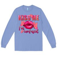 Colony Blue Kiss me i'm so confused Valentine's Day Long Sleeve Tee - FaDigitalArtStudio