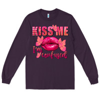 Plum Kiss me i'm so confused Valentine's Day Long Sleeve Tee - FaDigitalArtStudio