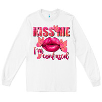 White Kiss me i'm so confused Valentine's Day Long Sleeve Tee - FaDigitalArtStudio
