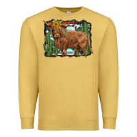 Antique Gold western cactus highland cow Premium Sweatshirt - BarkalooDesign