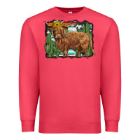 Cardinal western cactus highland cow Premium Sweatshirt - BarkalooDesign