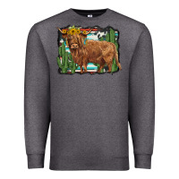 Charcoal Heather western cactus highland cow Premium Sweatshirt - BarkalooDesign
