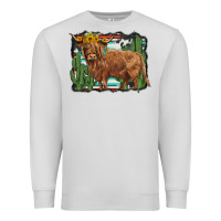 Dove Grey western cactus highland cow Premium Sweatshirt - BarkalooDesign