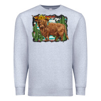Heather Grey western cactus highland cow Premium Sweatshirt - BarkalooDesign
