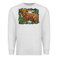 Oatmeal Heather western cactus highland cow Premium Sweatshirt - BarkalooDesign