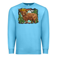 Ocean Blue western cactus highland cow Premium Sweatshirt - BarkalooDesign