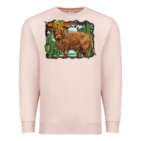 Pale Pink western cactus highland cow Premium Sweatshirt - BarkalooDesign