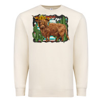 Sandshell western cactus highland cow Premium Sweatshirt - BarkalooDesign