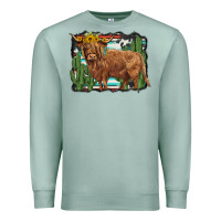 Seafoam western cactus highland cow Premium Sweatshirt - BarkalooDesign