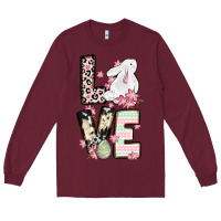 Burgundy Love Easter bunny Long Sleeve Tee - OliviaCreatesArt