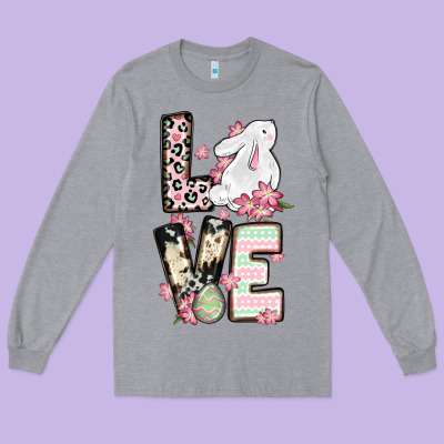 Love Easter Bunny Long Sleeve Tee Designed By Oliviacreatesart
