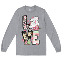 Heather Grey Love Easter bunny Long Sleeve Tee - OliviaCreatesArt