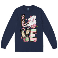 Navy Love Easter bunny Long Sleeve Tee - OliviaCreatesArt