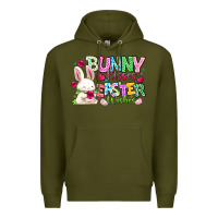 Army Green Bunny Kisses Easter Wishes Premium Hoodie - CowhideDigitalArt