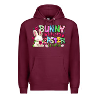 Burgundy Bunny Kisses Easter Wishes Premium Hoodie - CowhideDigitalArt