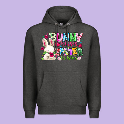 Bunny Kisses Easter Wishes Premium Hoodie Designed By Cowhidedigitalart