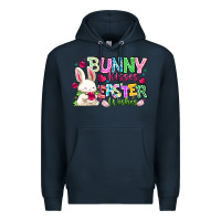 Navy Bunny Kisses Easter Wishes Premium Hoodie - CowhideDigitalArt