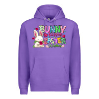 Purple Bunny Kisses Easter Wishes Premium Hoodie - CowhideDigitalArt