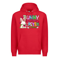 Red Bunny Kisses Easter Wishes Premium Hoodie - CowhideDigitalArt
