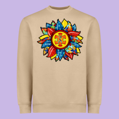 Autism Sunflower Heavyweight Sweatshirt Designed By Racoondesign