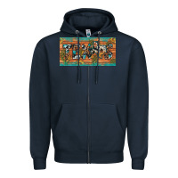 Navy texas sunflower cactus cowhide leopard licence plate Zipper Hoodie - Artiststas