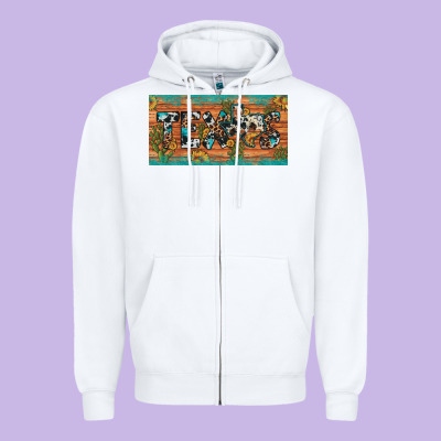 Texas Sunflower Cactus Cowhide Leopard Licence Plate Zipper Hoodie Designed By Artiststas