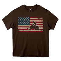 Chocolate Brown Snowmobile USA Flag Snow Sled Patriotic Snowmobiling Gift Heavy Core Tee - longCreatives