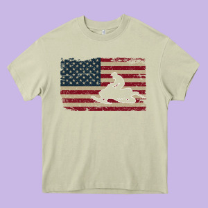 Snowmobile Usa Flag Snow Sled Patriotic Snowmobiling Gift Heavy Core Tee Designed By Longcreatives