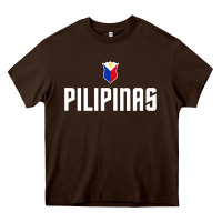 Chocolate Brown Pilipinas Basketball Wear, Gilas Philippines Casual Wear Heavy Core Tee - longCreatives