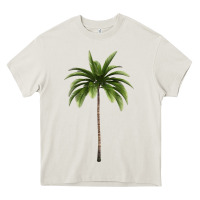 Cream Tropical Palm Tree Heavy Core Tee - longCreatives
