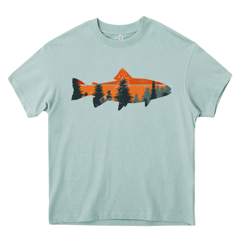 Trout Fly Fishing Nature Outdoor Fisherman Gift Heavy Core Tee by longCreatives | Teevron