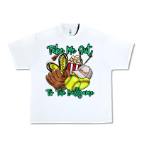 White Take me out to the ballgame Urban Heavy Tee - HowdyJamesFarm