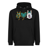 Black peace love white Sepherd Heavyweight Hoodie - BarkalooDesign