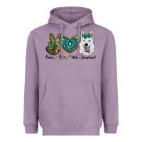Lavender peace love white Sepherd Heavyweight Hoodie - BarkalooDesign