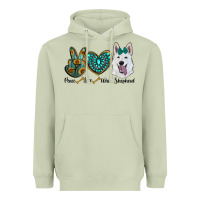 Matcha peace love white Sepherd Heavyweight Hoodie - BarkalooDesign