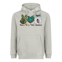 Moon Dust peace love white Sepherd Heavyweight Hoodie - BarkalooDesign