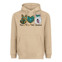 Mushroom peace love white Sepherd Heavyweight Hoodie - BarkalooDesign