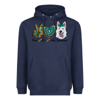 Navy peace love white Sepherd Heavyweight Hoodie - BarkalooDesign