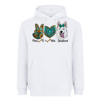 White peace love white Sepherd Heavyweight Hoodie - BarkalooDesign