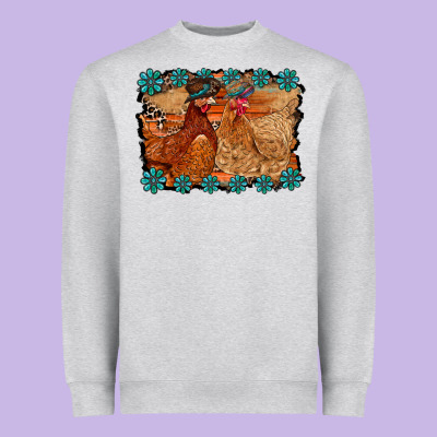 Chicken Western Heavyweight Sweatshirt Designed By Racoondesign