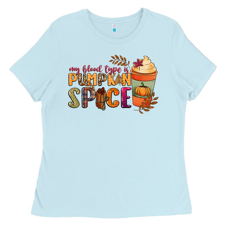 My Blood Type Is Pumpkin Spice Ladies Tee by NancyCooperArtShop | Teevron