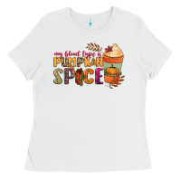 White my blood type is pumpkin spice Ladies Tee - NancyCooperArtShop