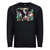 Black western background turquoises gemstones black and white baby cow Premium Sweatshirt - BarkalooDesign