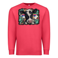 Cardinal western background turquoises gemstones black and white baby cow Premium Sweatshirt - BarkalooDesign