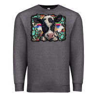 Charcoal Heather western background turquoises gemstones black and white baby cow Premium Sweatshirt - BarkalooDesign