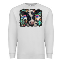 Dove Grey western background turquoises gemstones black and white baby cow Premium Sweatshirt - BarkalooDesign