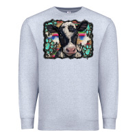 Heather Grey western background turquoises gemstones black and white baby cow Premium Sweatshirt - BarkalooDesign