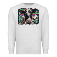 Oatmeal Heather western background turquoises gemstones black and white baby cow Premium Sweatshirt - BarkalooDesign